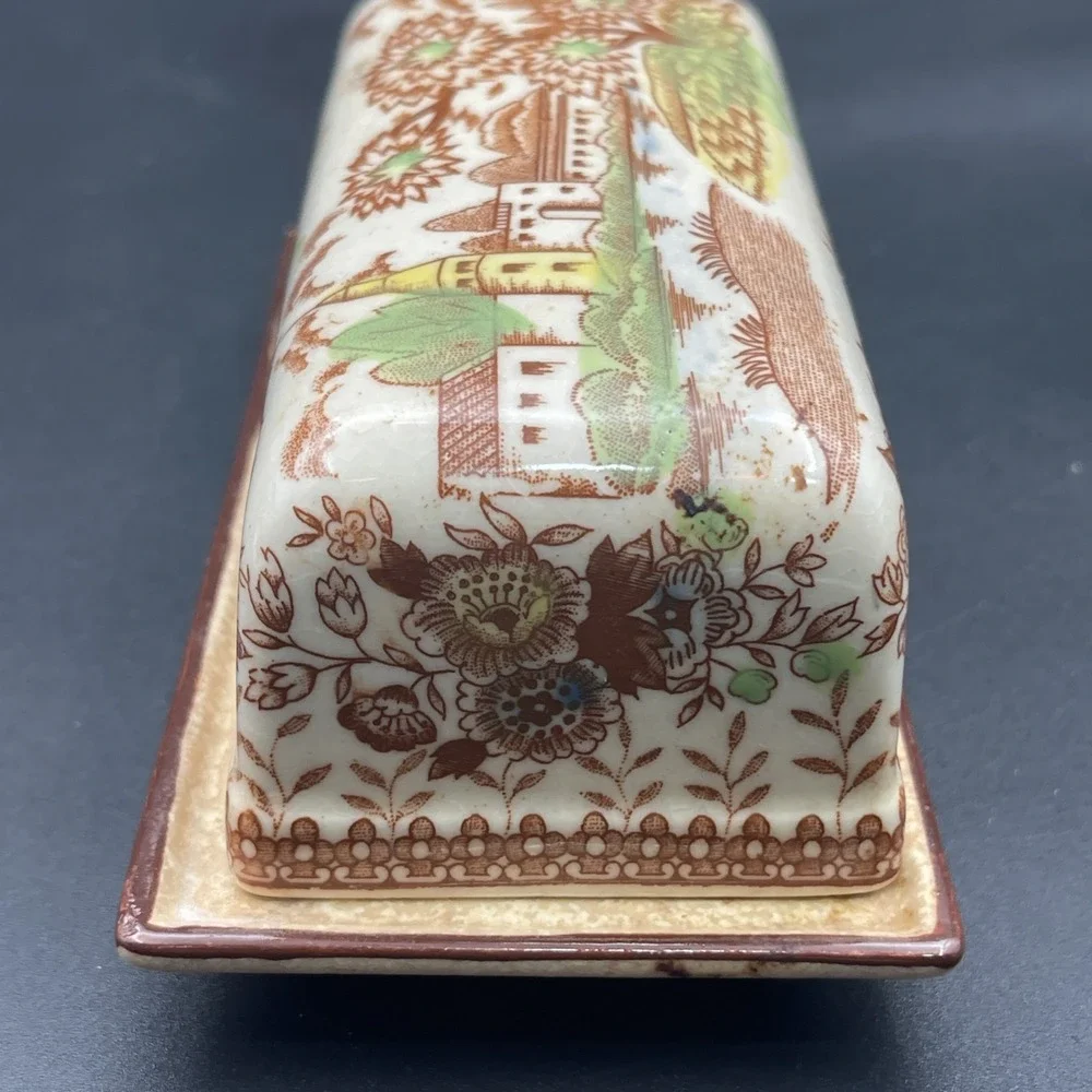 Fred Roberts Co SF Butter Dish Castle Pattern Transferware Lid